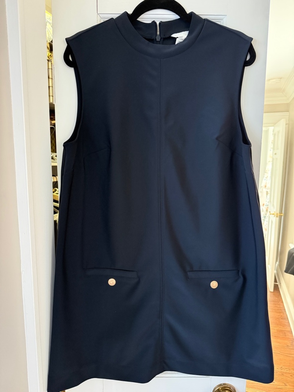 H&M Navy Sleeveless Shift Dress with Pocket Buttons